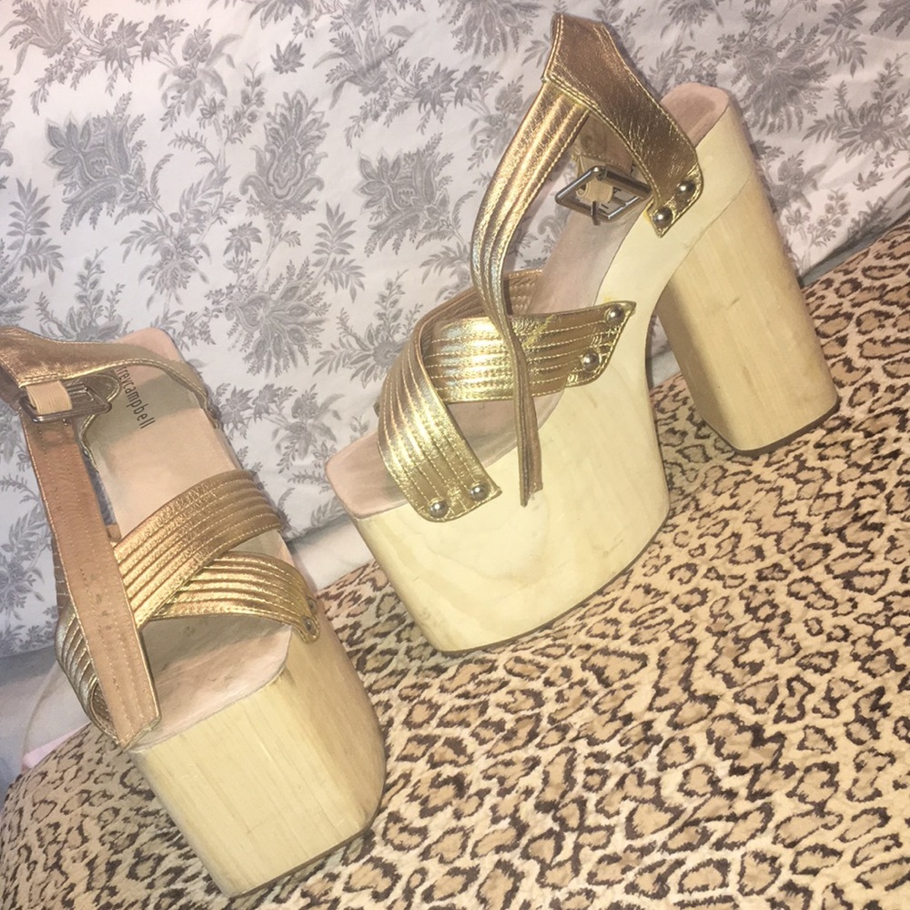 Jeffrey Campbell Gold Platform Heels size 8